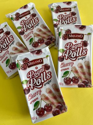 (до 12.10) Вафельні трубочки Royal Rolls Cherry 150 g. C-0010038 фото