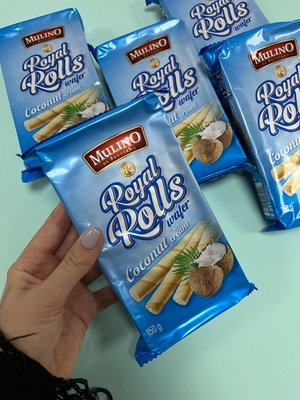 (до 12.10) Вафельні трубочки Royal Rolls Coconut 150 g.  C-0010055 фото