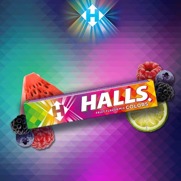 Льодяники Холс кольоровий мікс Halls Colors Fruit Flavor Mix 33.5 g L-0010022 фото